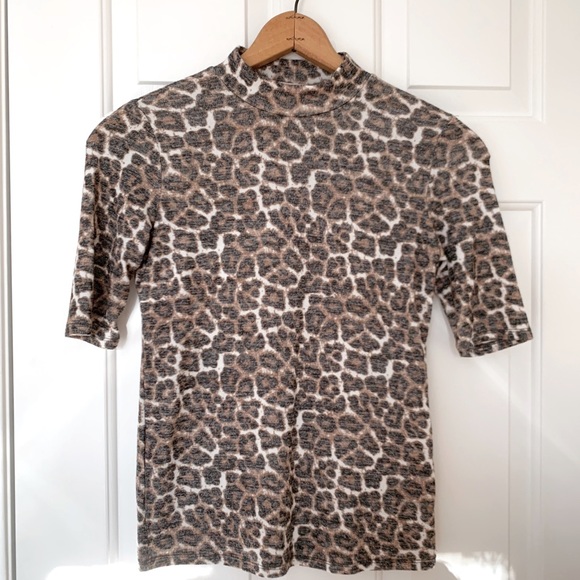 Philosophy Tops - Philosophy Leopard Animal Print Mock Neck Shirt XS